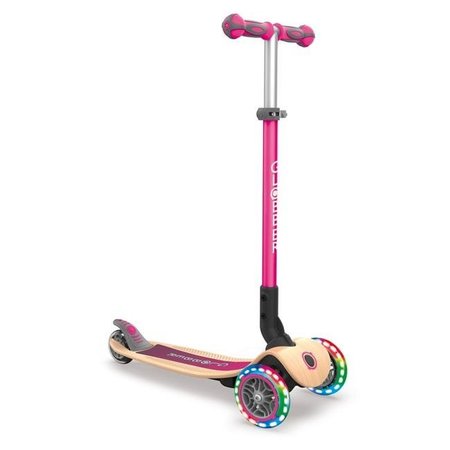 GLOBBER Globber 436-110 Primo Foldable Wood Scooter with Lights; Deep Pink 436-110